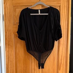 Free People Elegant Black Bodysuit